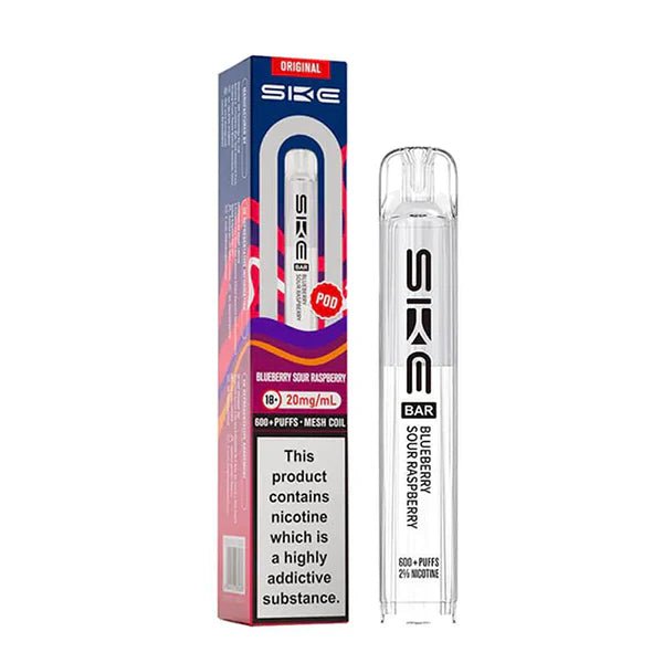 SKE Bar Original Refill Pods blueberry sour raspberry pod with packaging on a white background - uk vape sales