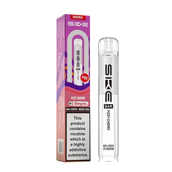 SKE Bar Original Refill Pods fizzy cherry pod with packaging on a white background - uk vape sales