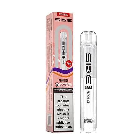 SKE Bar Original Refill Pods peach ice pod with packaging on a white background - uk vape sales