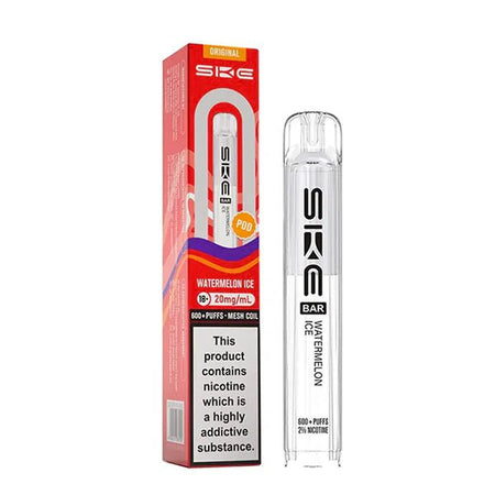 SKE Bar Original Refill Pods watermelon ice pod with packaging on a white background - uk vape sales