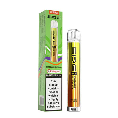 SKE Bar Original vape kit kiwi passion fruit guava device and packaging on a white background - uk vape sales