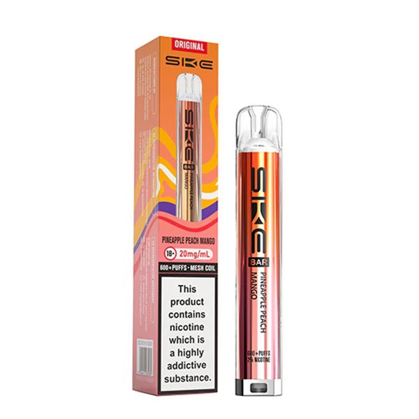 SKE Bar Original vape kit pineapple peach mango device and packaging on a white background - uk vape sales