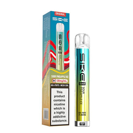 SKE Bar Original vape kit sour pineapple ice device and packaging on a white background - uk vape sales