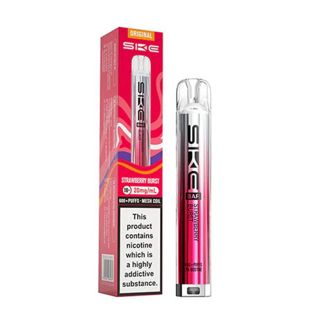 SKE Bar Original vape kit strawberry blast device and packaging on a white background - uk vape sales