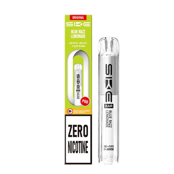 SKE Bar Zero Nicotine Pods blue razz lemonade pod with packaging on a white background - uk vape sales