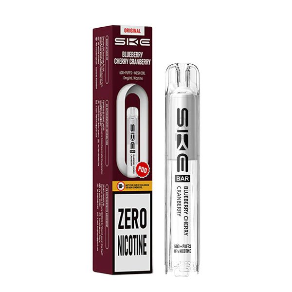 SKE Bar Zero Nicotine Pods blueberry cherry cranberry pod with packaging on a white background - uk vape sales