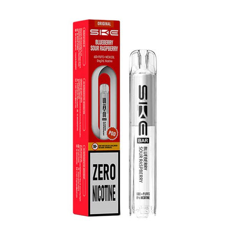 SKE Bar Zero Nicotine Pods blueberry sour raspberry pod with packaging on a white background - uk vape sales