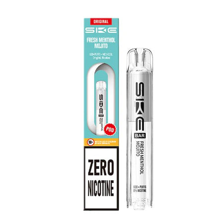 SKE Bar Zero Nicotine Pods fresh menthol mojito pod with packaging on a white background - uk vape sales