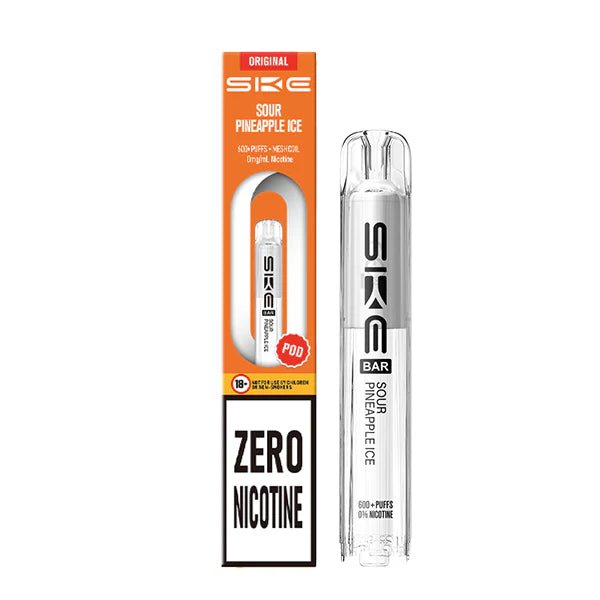 SKE Bar Zero Nicotine Pods sour pineapple ice pod with packaging on a white background - uk vape sales