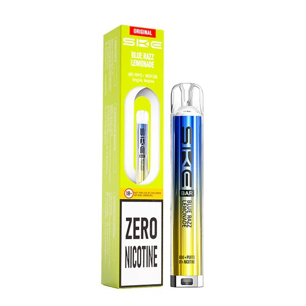 SKE Bar Zero Nicotine vape kit blue razz lemonade device and packaging on a white background - uk vape sales 