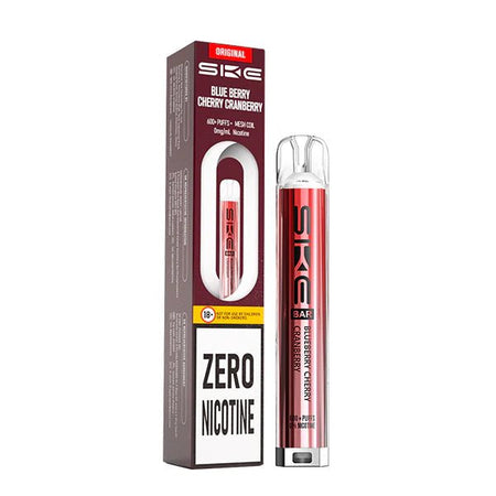 SKE Bar Zero Nicotine vape kit blueberry cherry cranberry device and packaging on a white background - uk vape sales 