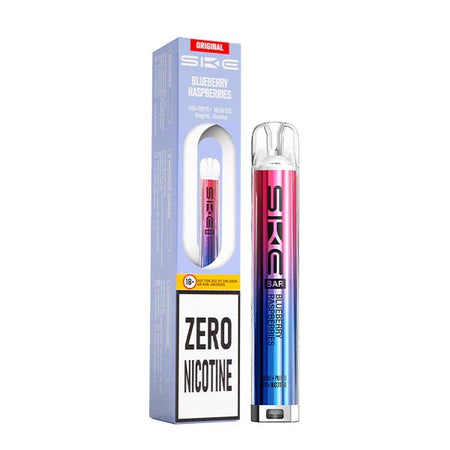 SKE Bar Zero Nicotine vape kit blueberry raspberries device and packaging on a white background - uk vape sales 