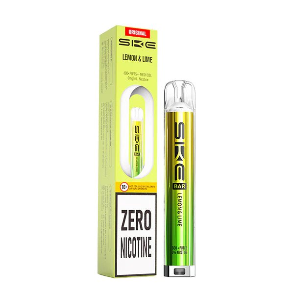 SKE Bar Zero Nicotine vape kit lemon & lime device and packaging on a white background - uk vape sales 