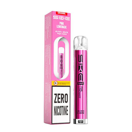 SKE Bar Zero Nicotine vape kit pink lemonade device and packaging on a white background - uk vape sales 
