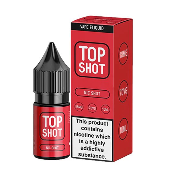 Top Shot Nicotine Booster Shots 18mg nic Shot 10ml Bottle With Packaging on White Background - UK Vape Sales