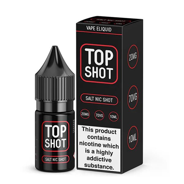 Top Shot Nicotine Booster Shots 20mg Nic Shot 10ml Bottle With Packaging on White Background - UK Vape Sales
